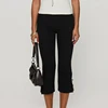 Women Bow Decor Capri Pants Chic Fashion Solid Color Slim Fit Cropped Pants Summer Casual Stretch Leggings Ladies High Street 1