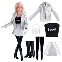 Vêtements de poupée 25 styles, robe en cuir, manteau à la mode, pull, chemise, tenue décontractée, Costumes de fête, accessoires de poupée, jouets pour enfants 3