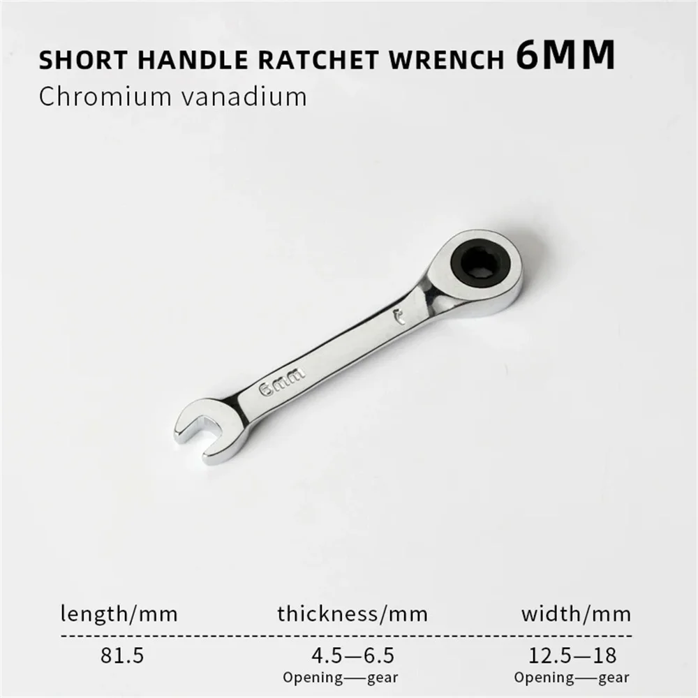 Compact Ratchet Wrench with 72 Tooth Design - Dual-Purpose Stubby Spanner
