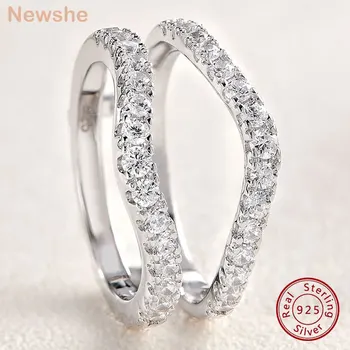 Newshe 925 Sterling Silver Moissanite Rings for Women Engagement Wedding Band Simulated Diamond Jewelry Luxury Enhancer Ring 1