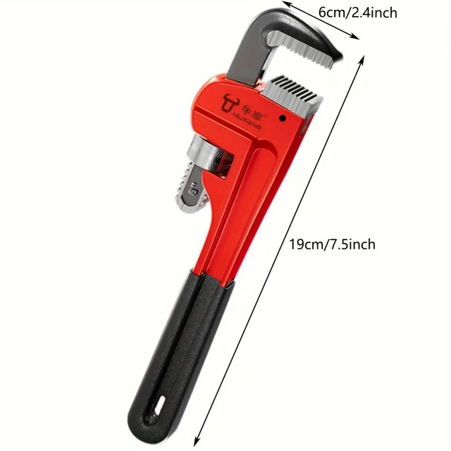 12inch / 8inch Heavy Duty Straight Pipe Wrench, Adjustable Aluminum Plumber Wrench with Floating Hook Jaw and I-Beam Handle, Red 5