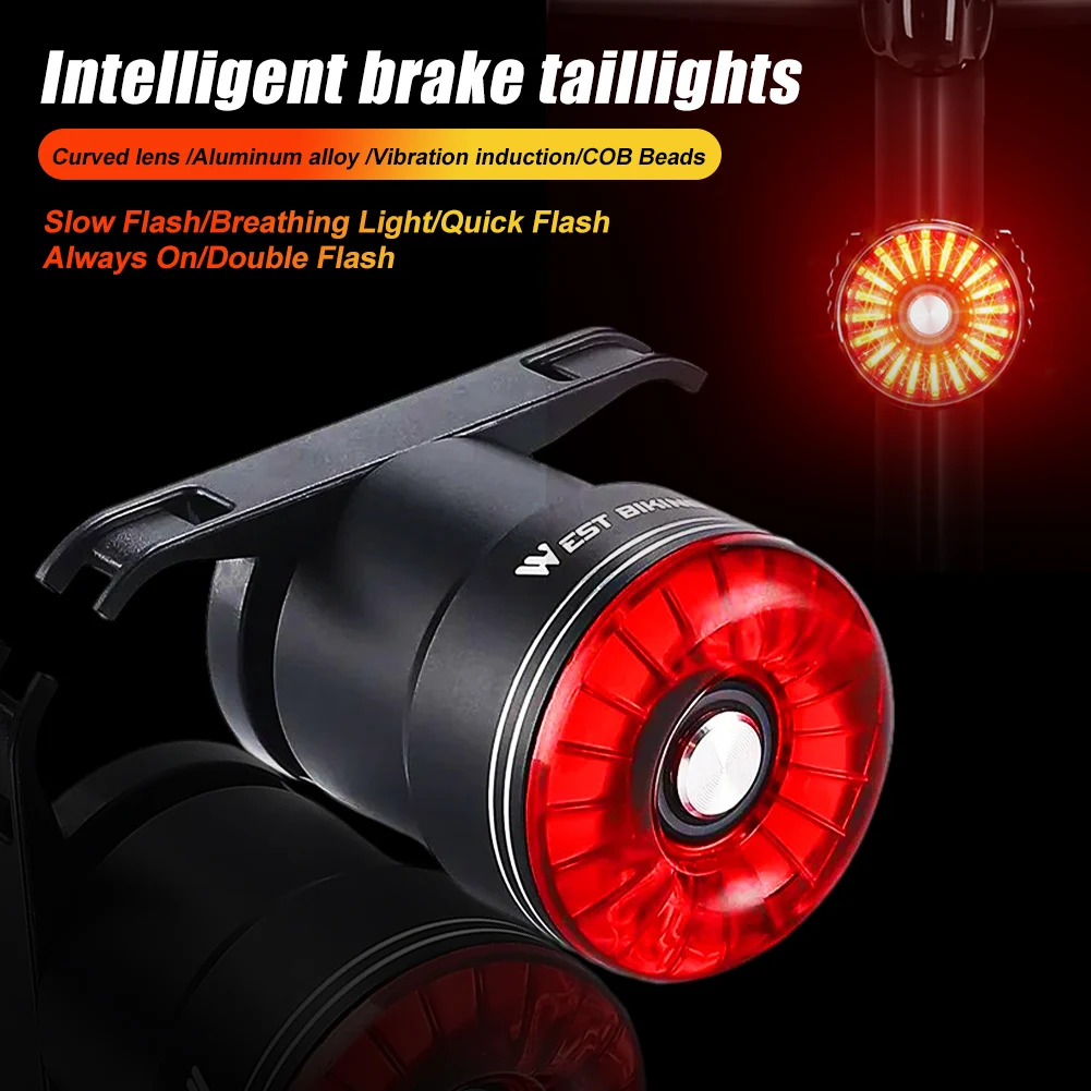 

Bicycle Taillight Rechargeable Brake Sensing LED Tail Light Waterproof Mountain Road Bike Rear Warning Light Cycling Accessories