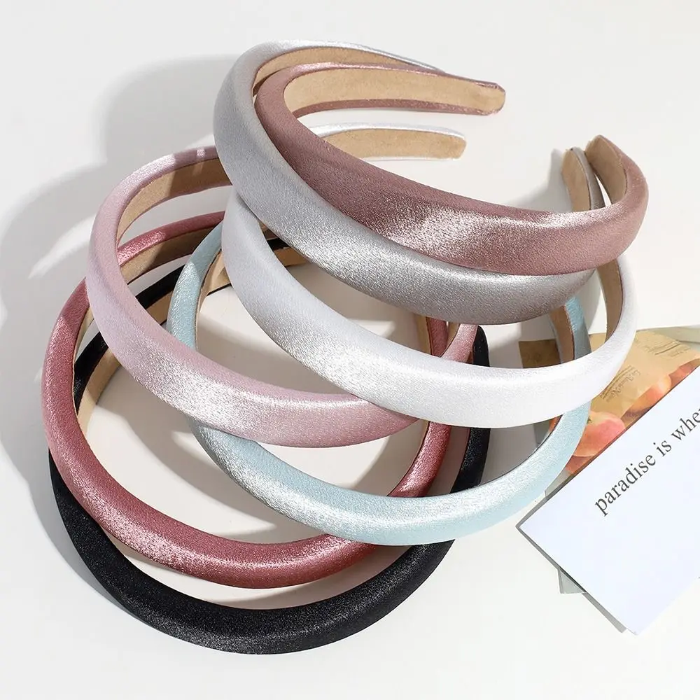 

Solid Color Head Band Plain Satin Headband For Women Makeup Washing Face Non Slip Hair Hoop Headwear Styling Hair Accessories