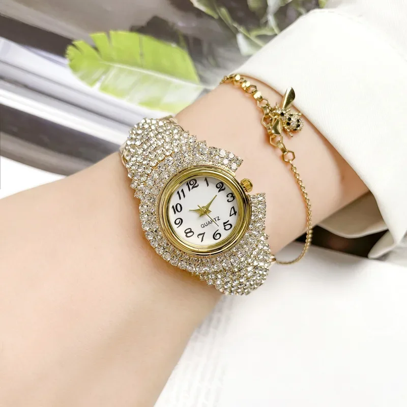 Luxury Bracelet Watch Women Rhinestone Ladies Gold Watches Clock Quartz Wrist Watch Relogio Female Reloj Mujer Wristwatches