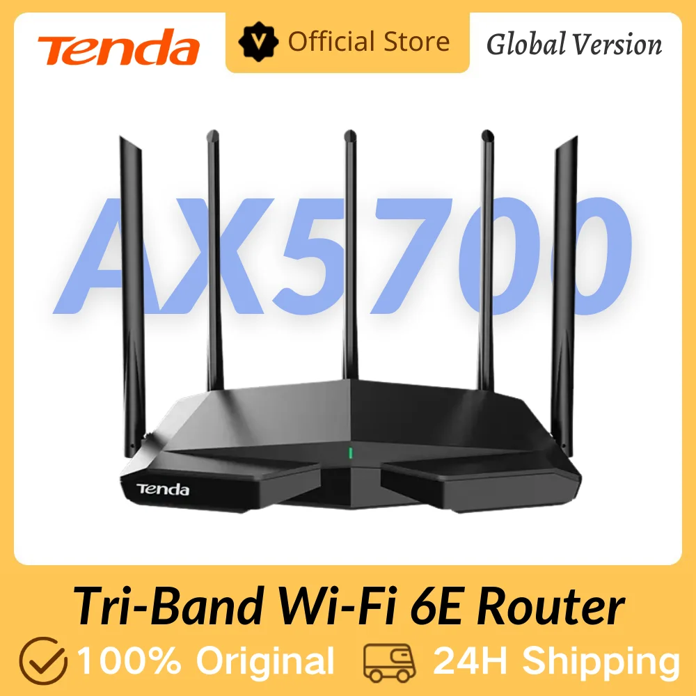 Tenda WiFi6 Router AX1500-AX5700 Tri-Band Gigabit Wi-Fi 6E Mesh Router Wireless Roteador Gigabit pk xiaomi router OFDMA &MU-MIMO