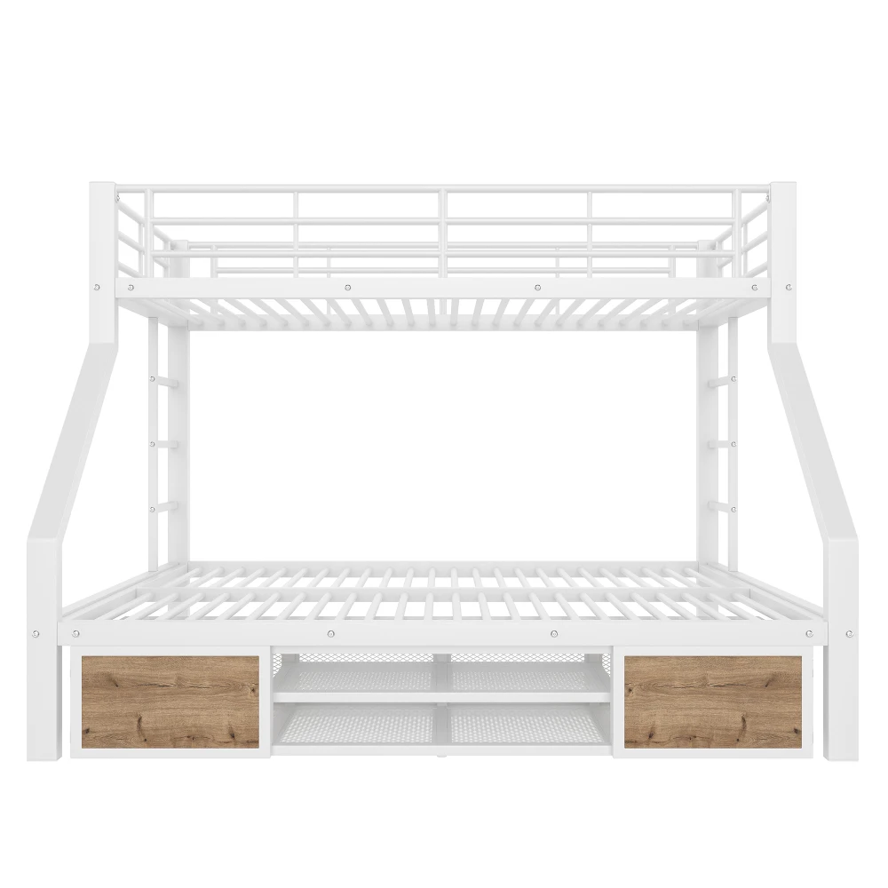 Multifunktionales Etagenbett 90 x 200/140 x 200 cm – integrierter Schuhschrank und Aufbewahrungsfächer, Sicherheitstüren + Leiter, ohne Matratze – Detail 13