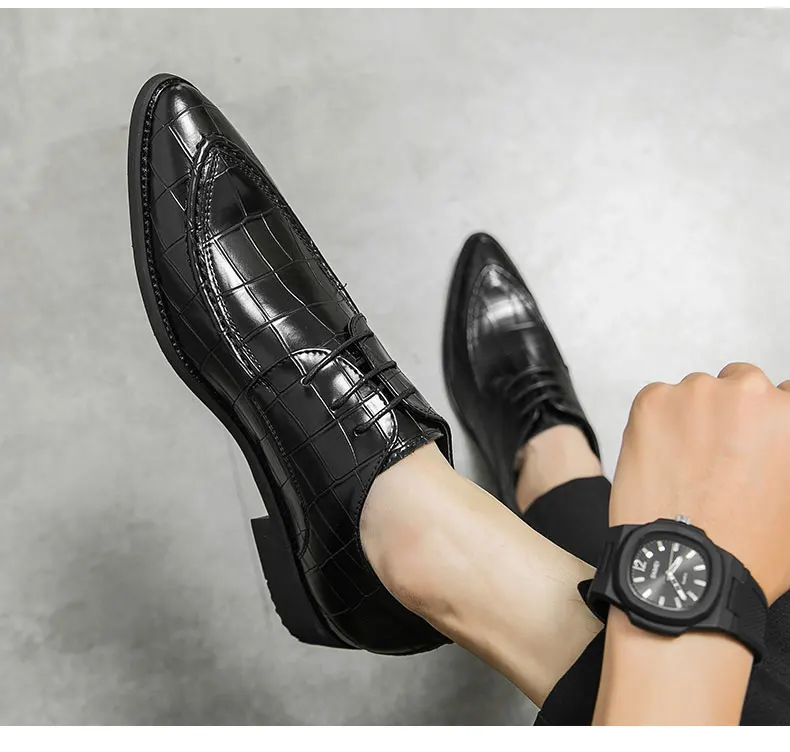 Men Derby Shoes Split Leather 38-46 Big Size Fashion Black Lace-up Oxford Flats Classic Business Formal Casual Loafers