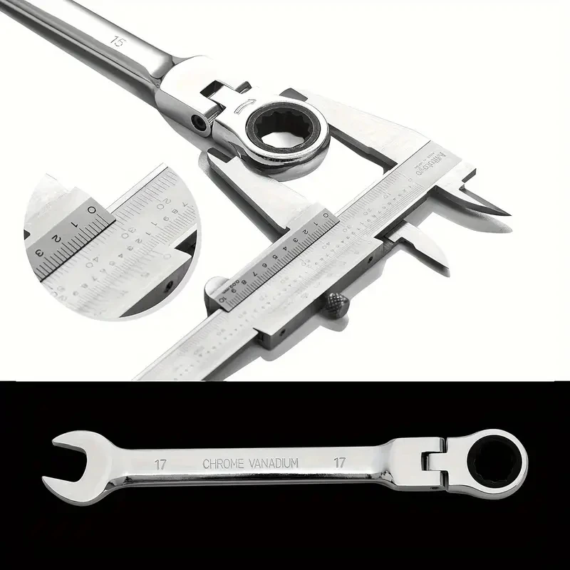 Shaking Head Ratchet Chrome Vanadium Steel Two-Way Event-Head Ratchet Wrench Quick Manual Dual-Purpose Ratchet Wrench Open Wrenc 4