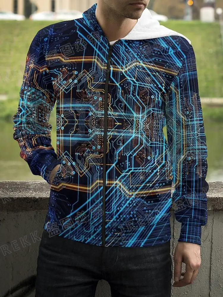 thumbnail image 1 of 2023 Nueva placa base CPU Sudadera con cremallera para hombres y mujeres Línea de procesador Placa de circuito Sudadera con estampado 3D Moda Abrigo informal Ropa, 1 of 5