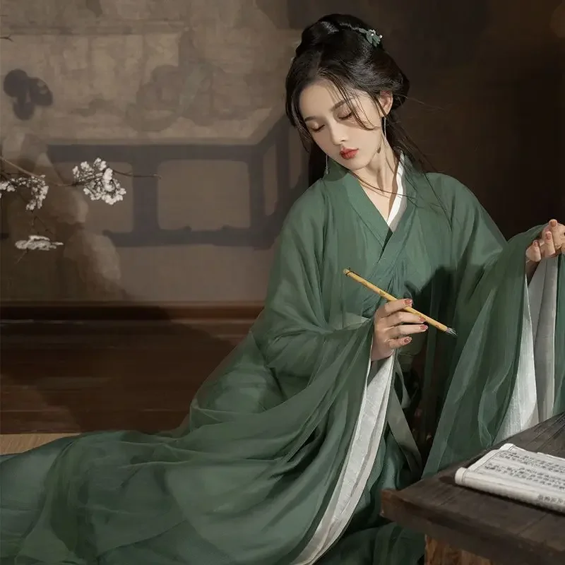 

Женское платье Hanfu, элегантный женский костюм в старинном стиле, костюм для косплея, традиционный зеленый винтажный костюм Hanfu
