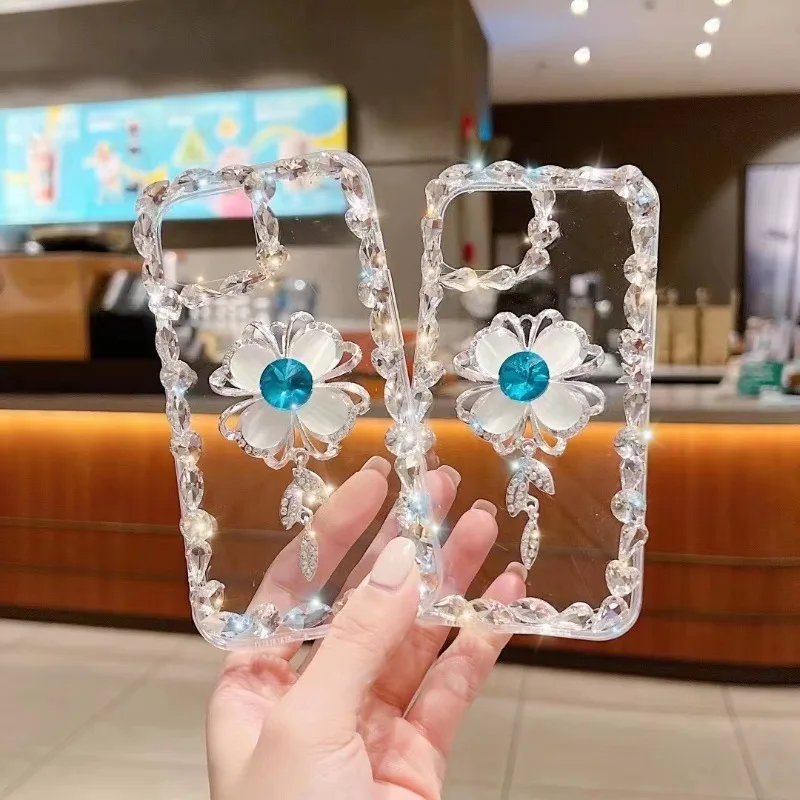 

New Diy Glitter Diamond Sparkling Bling-bling Fancy Jewellery Flower Girl Phone Case for Huawei Honor 70 80 90 100 P50 P40 8X 9X