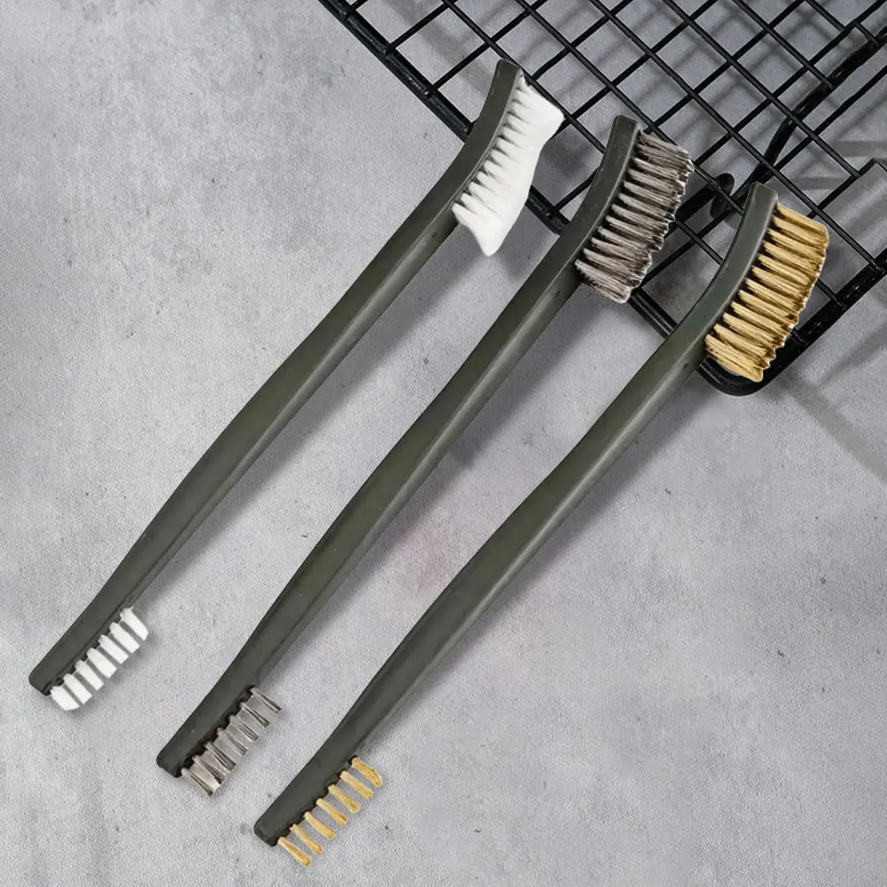 3 PCS Wire Brush Set Polishing Brass/Stainless Steel/Nylon Wire Brushes Rust Paint Metal Cleaner for Cleaning and Rust Removing