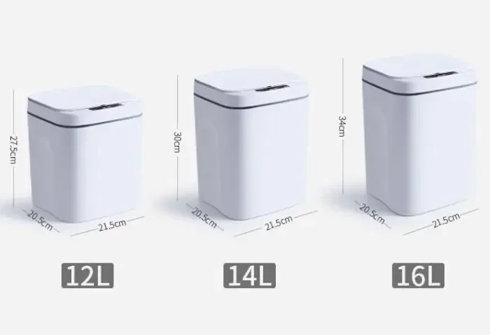 Desktop trash can,trash can 12/14/16L Intelligent Automatic Sensor Electric Waste Bin for Kitchen Bathroom