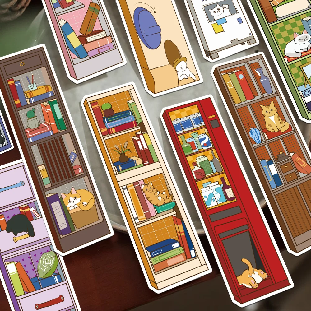 cat bookmarks cartoon cabinet decoration reading book marking student creative gift DIY paper card page marker bookmarks 30pcs