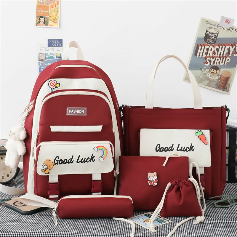 Backpack Women's Korean Fashion Checker Primary Junior High School 3