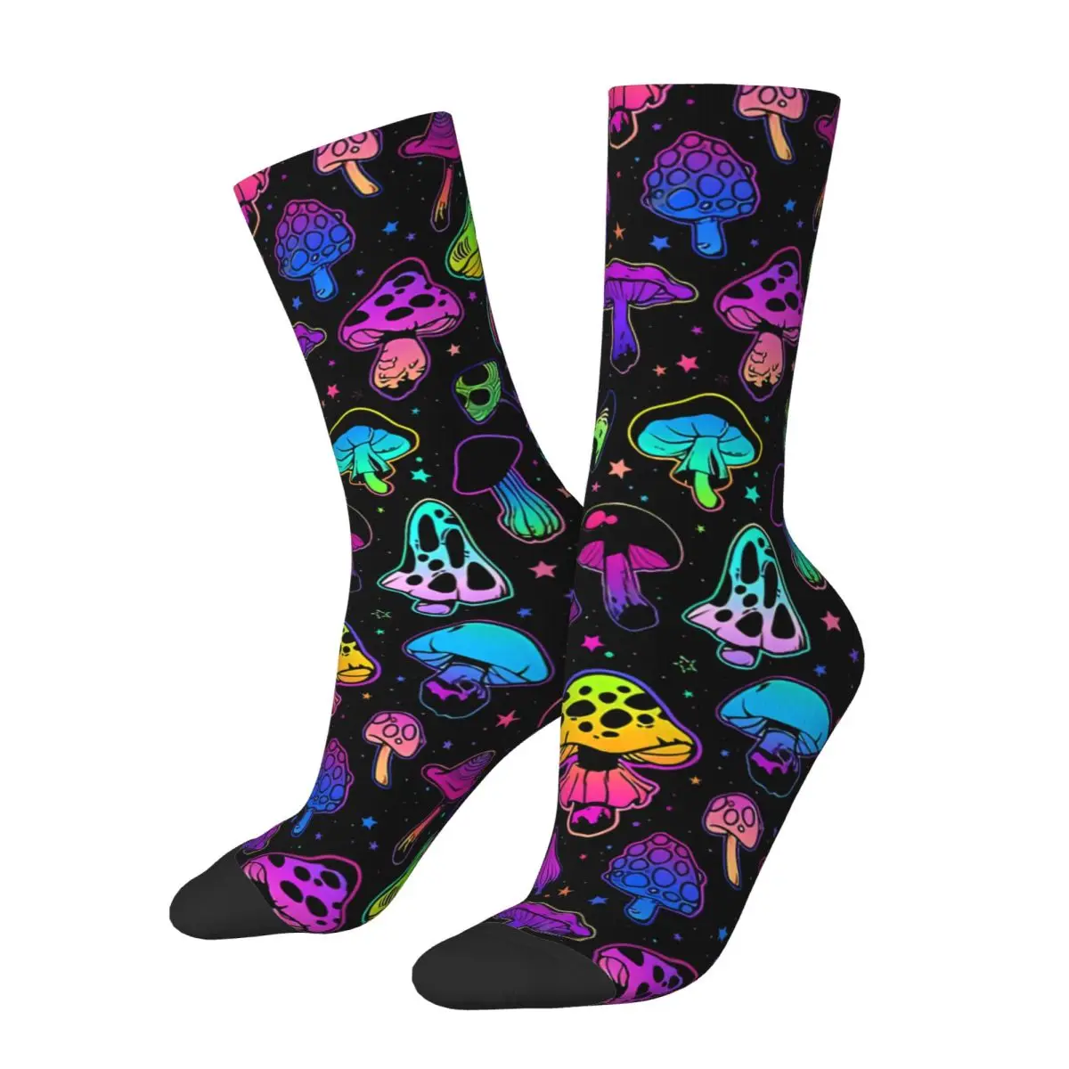 

Funny Crazy Sock for Men Mushroom Pattern Hip Hop Mushroom Quality Pattern Printed Crew Sock Novelty Gift