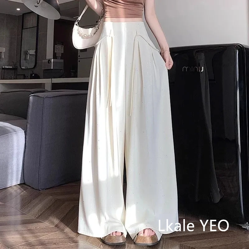 Women's Wide-leg Pants 2025 Spring Summer Straight Fashion Elegant Femme Trousers Casual Be All-match Comfortable Ladies Pants