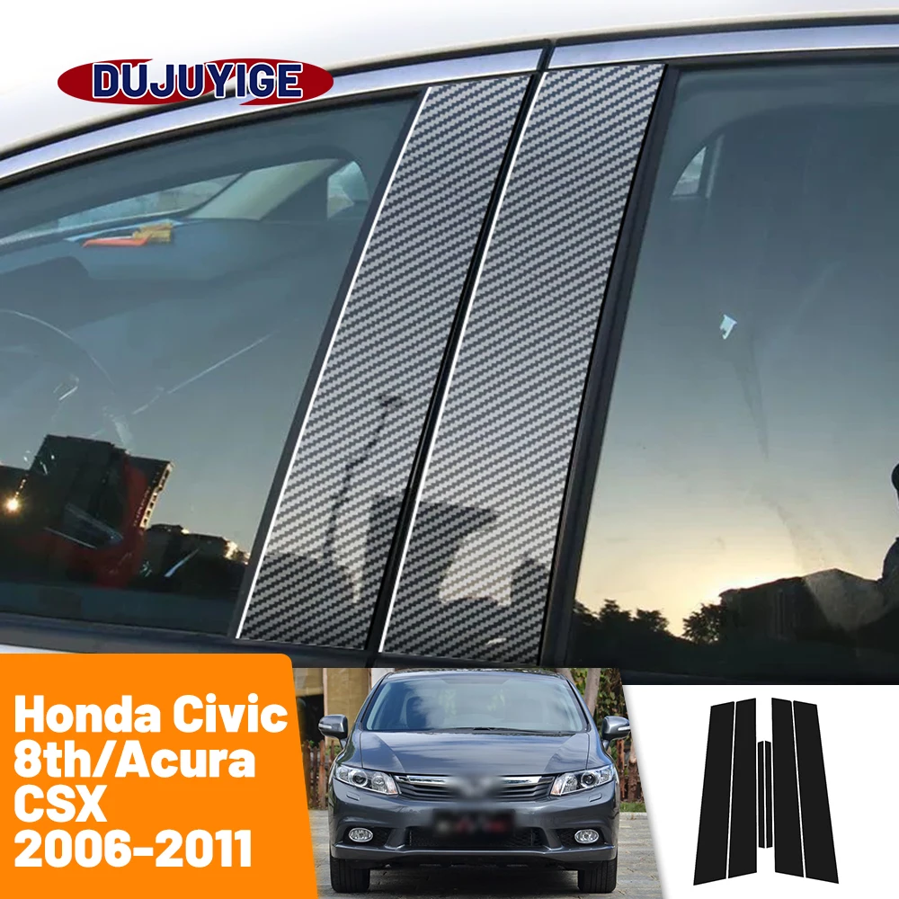 Für honda honda civic 8. acura csx kohle faser fenster tür säule deal b c säulen pfosten abdeckung verkleidung aufkleber