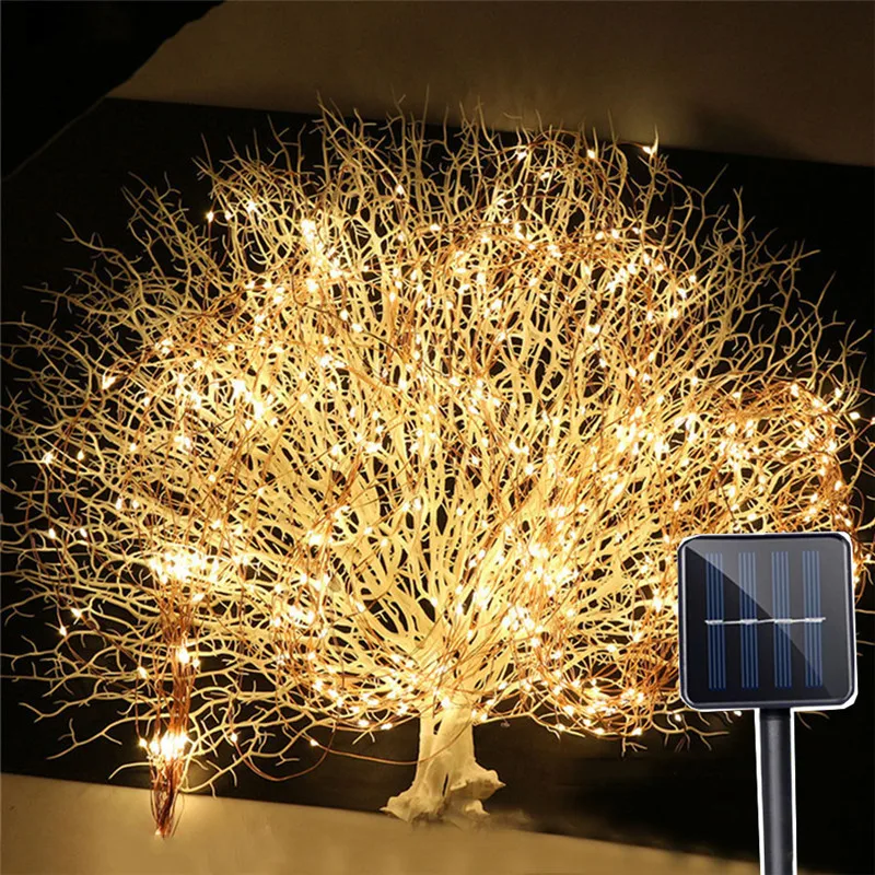 decorative solar lights Solar Led Light Outdoor 2Mx10 200LED Vines Branch LED String Fairy Light Outdoor Garden Fence Tree LED String Fairy Branch Light solar yard lights