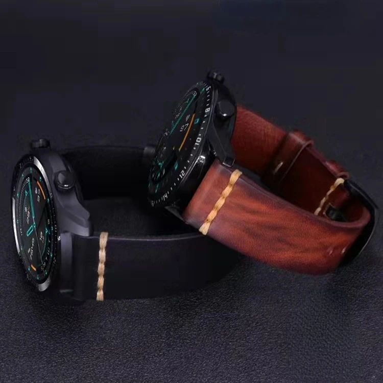 Premium Leather Strap For Huawei Watch 3 Pro/Amazfit GTR/Stratos   Oil Wax Bracelet Wristband For Samsung Galaxy watch 3/Gear S3