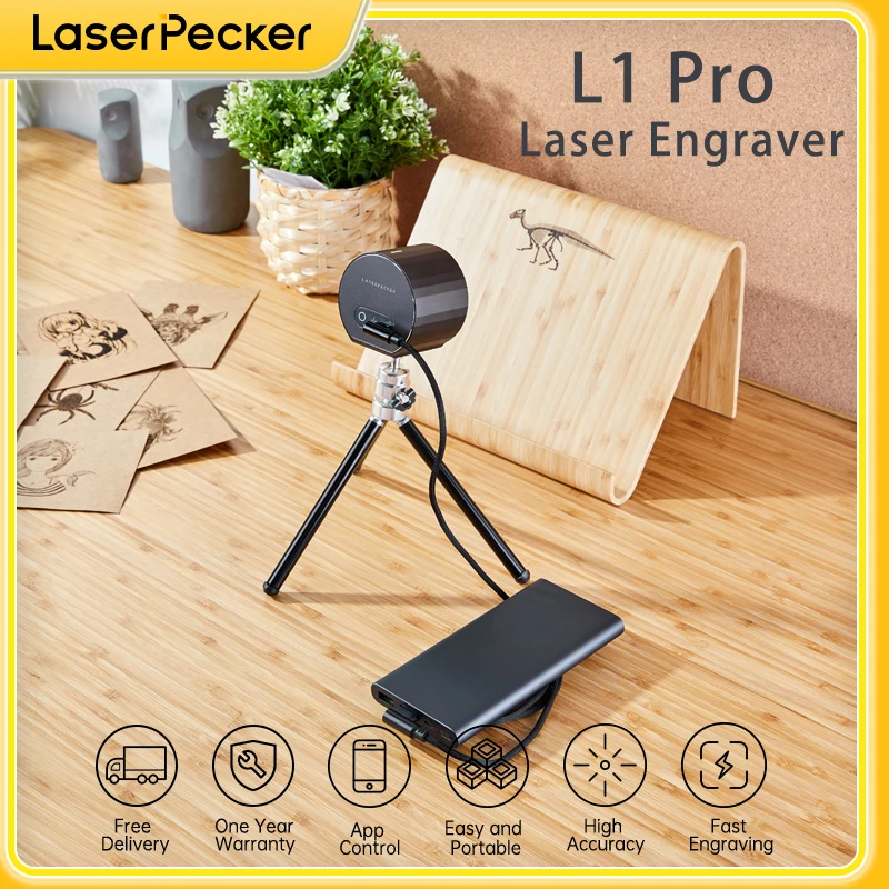 LaserPecker 1 Pro (Basic) Laser Engraver, DIY Mini Etcher Portable Design  High Precision Engraving for Wood Felt Leather - Protective Goggles Included