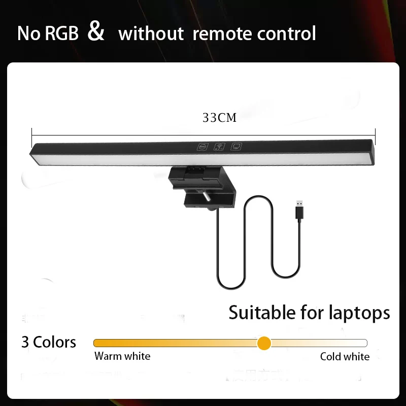 LED Monitor Light Bar with Stepless Dimming & Eye-Caring RGB Illumination