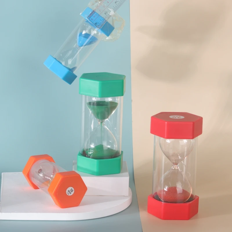 Creative Hourglass Timer Hexagon Small Funnel 1min/3min/5min/10min/15min Colorful Sandglass Timers Children's Home Decors Clock