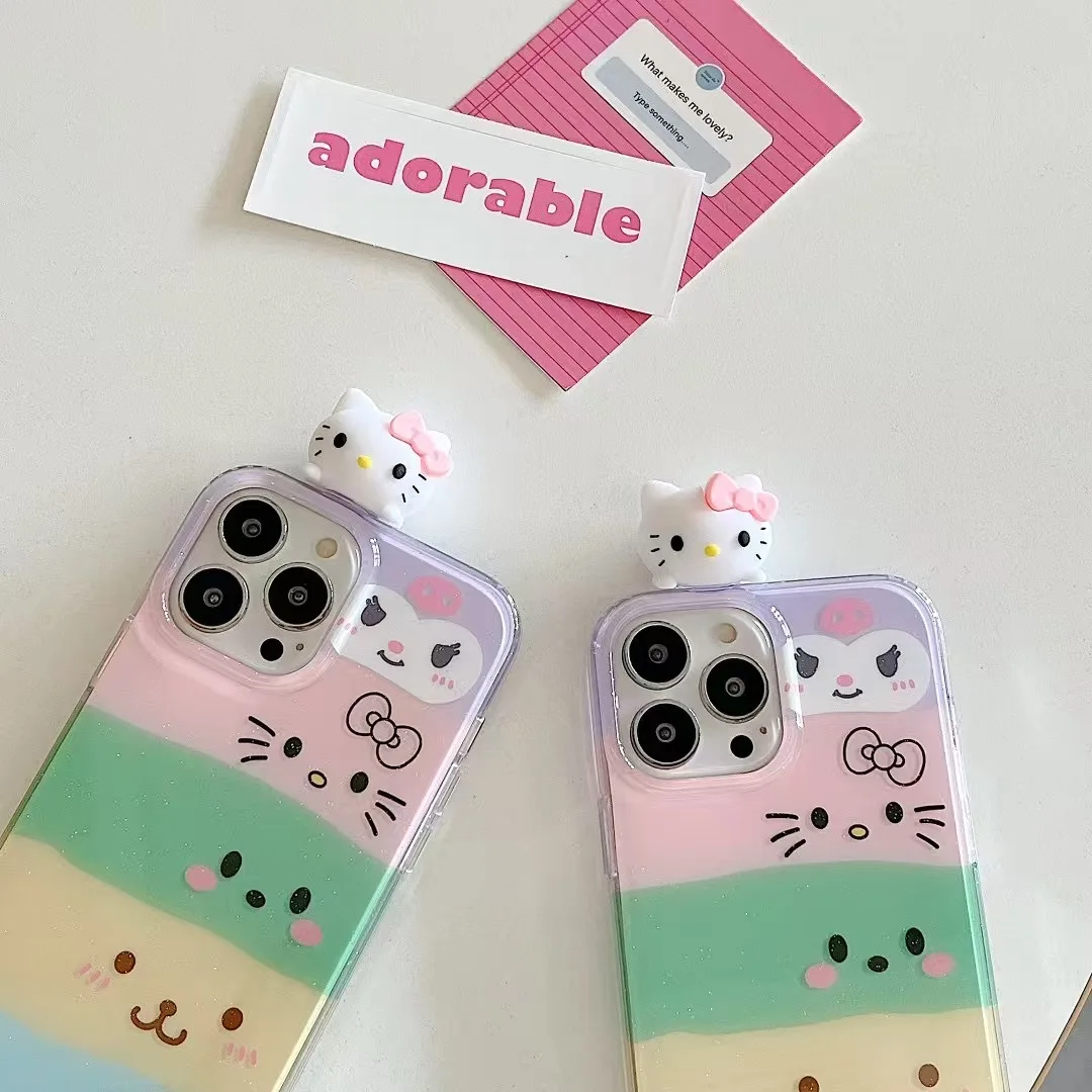 Cute Cat Head Toy Cartoon White Double Acrylic Phone Case