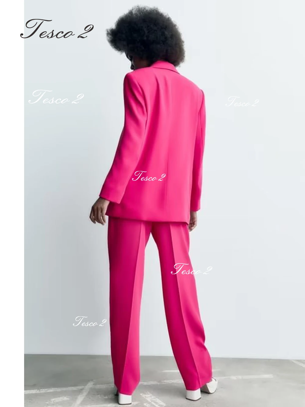 Bright Pink Fashion Women's Suit Delicate Pantsuit Business Office Bespoke For Office Commuting Women Wear Suit