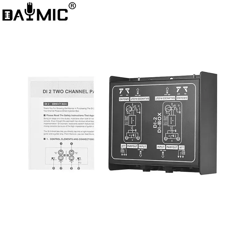 Audio DI Box Audio DI Box 2 channel Passive DIRECT BOX mini Injection Audio Converter DB 02 Music DJ Equipment For Live Show outdoor