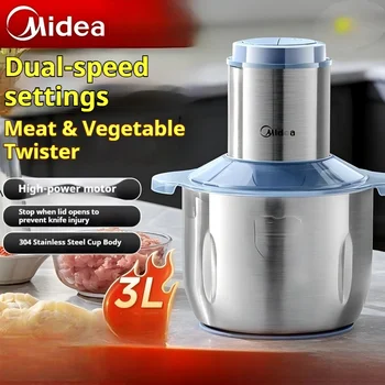 Midea MJ-JD55B Household Small-Sized Multifunctional Blender, Stainless Steel Food Processor and 3L Large-Capacity Meat Grinder 1