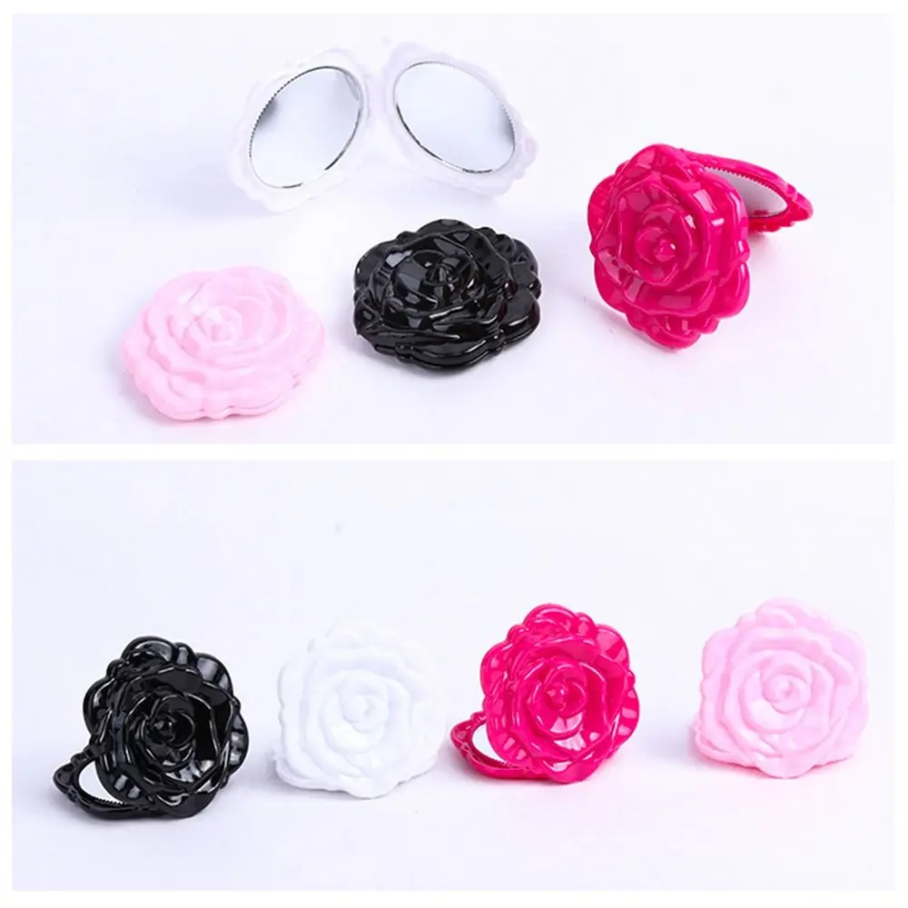 Double-Sided Rose Flower Makeup Mirror Round Shape Convenient Mini Pocket Mirror Handheld Cosmetic Travel Beauty Tool
