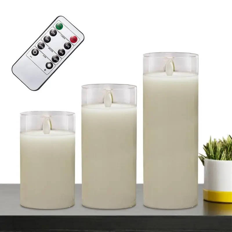 

Led Candles Flickering 3pcs Remote Control Realistic Wax Pillar Candles Mantle Decor Room Decor Wedding Centerpieces For Bedroom