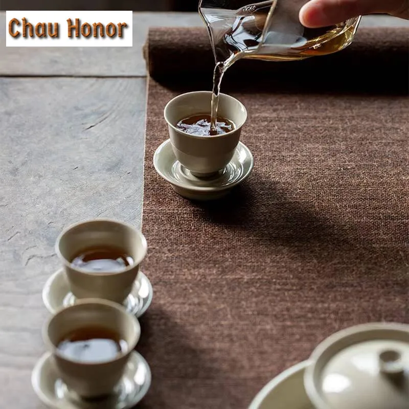 2pc/lot Plant Ash Glaze Japanese Tea Cup Holder Coaster Thermal Insulation Ceramic Coaster Kungfu Teaset Tea Ceremony Tea Pad