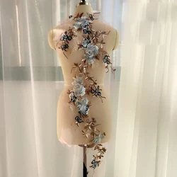 Floral Pink Embroidery Patch Applique (Grey L)