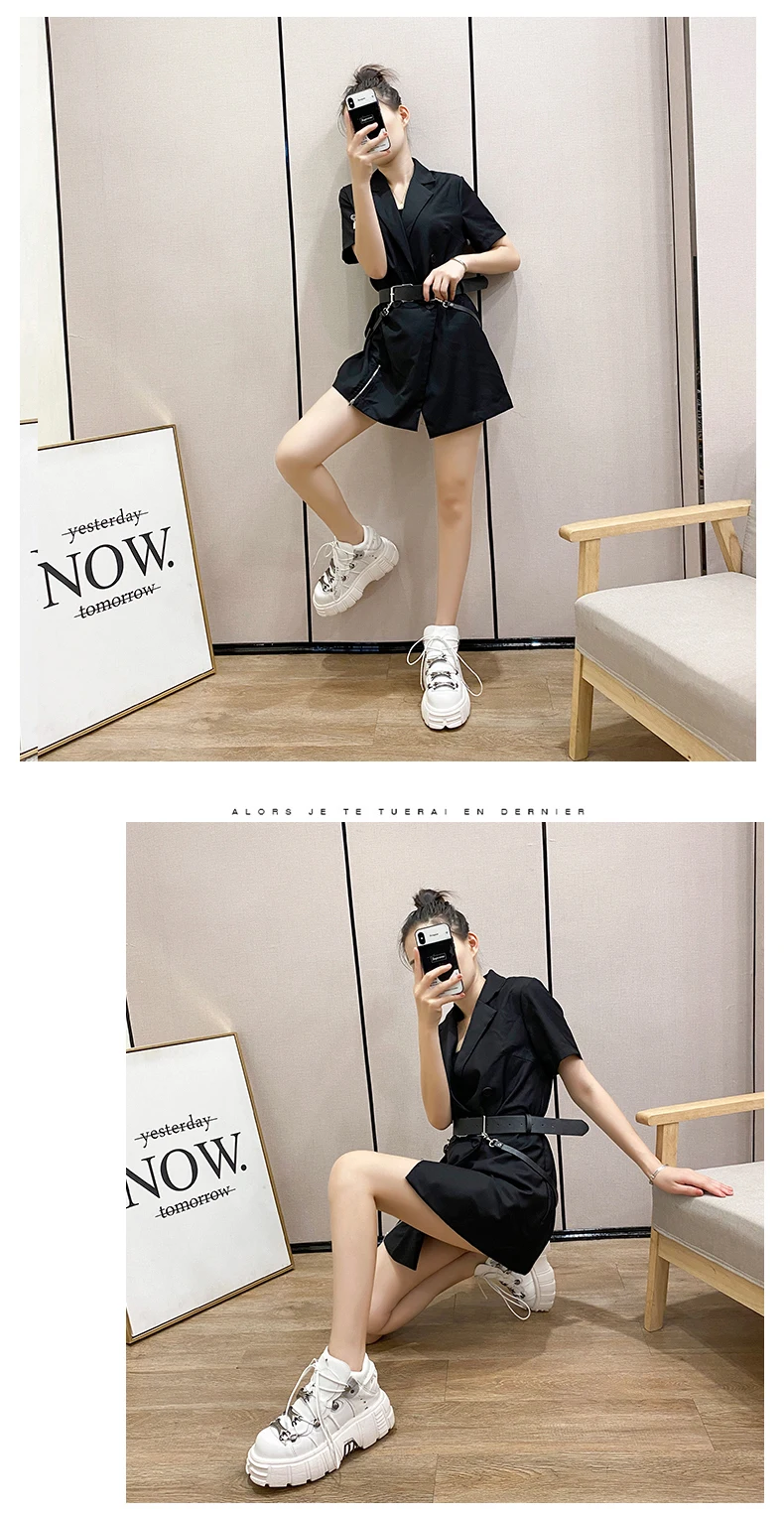 2023 New Brand Punk Style Women Shoes Lace-up heel height 6CM Platform Shoes Woman Rock Boots Metal Decor Woman Sneakers