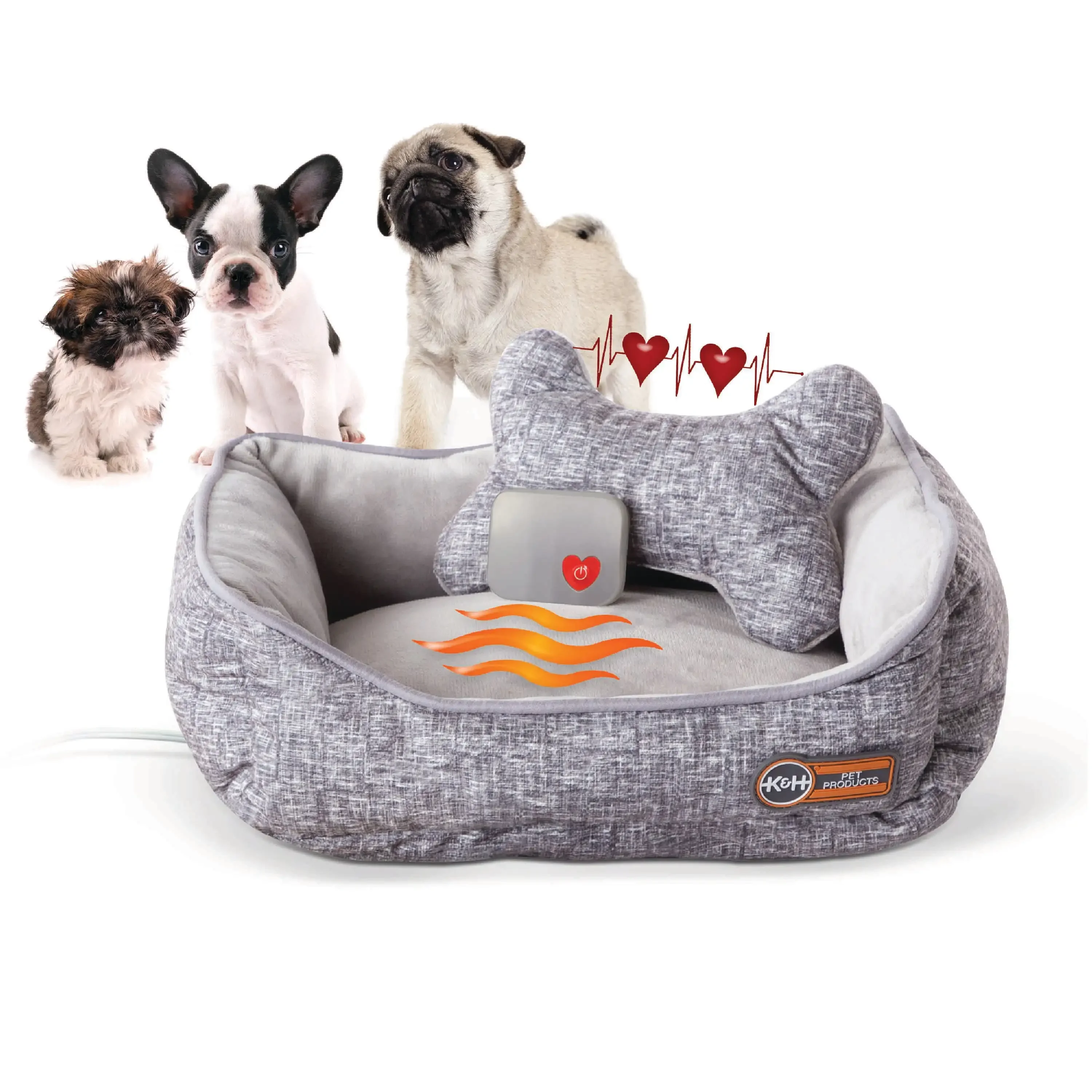 

Pet Products Mother’s Heartbeat Heated Puppy Bed Heated Bed Bone Pillow Gray Small Breed Heartbeat 11 X 13 Inches Free Shipping