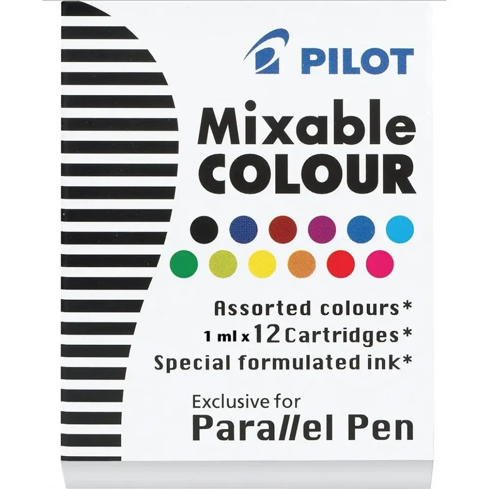 Pilot 12-Color Ink Cartridge Set for Fountain Pens - Non-Carbon Formula
