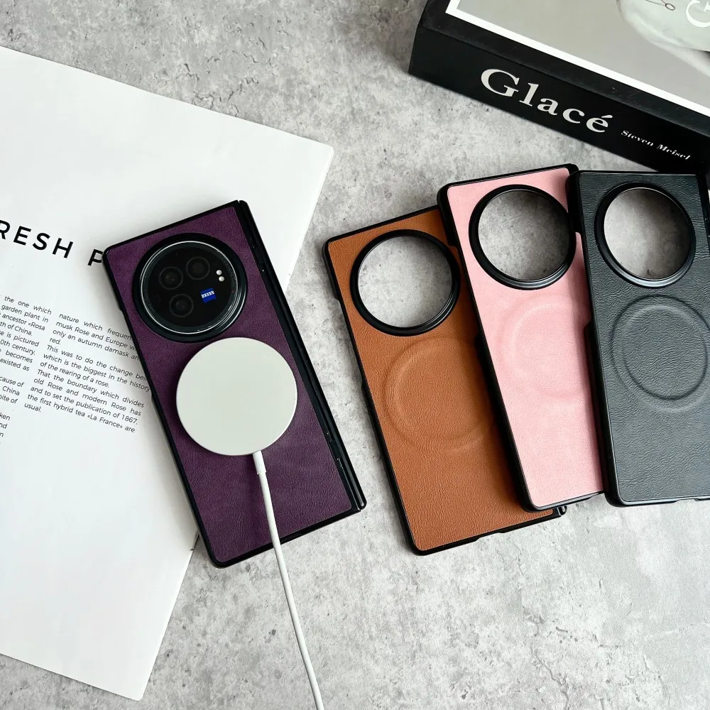 Luxury PU Leather Magnetic MagSafe Protective Back Cover Case