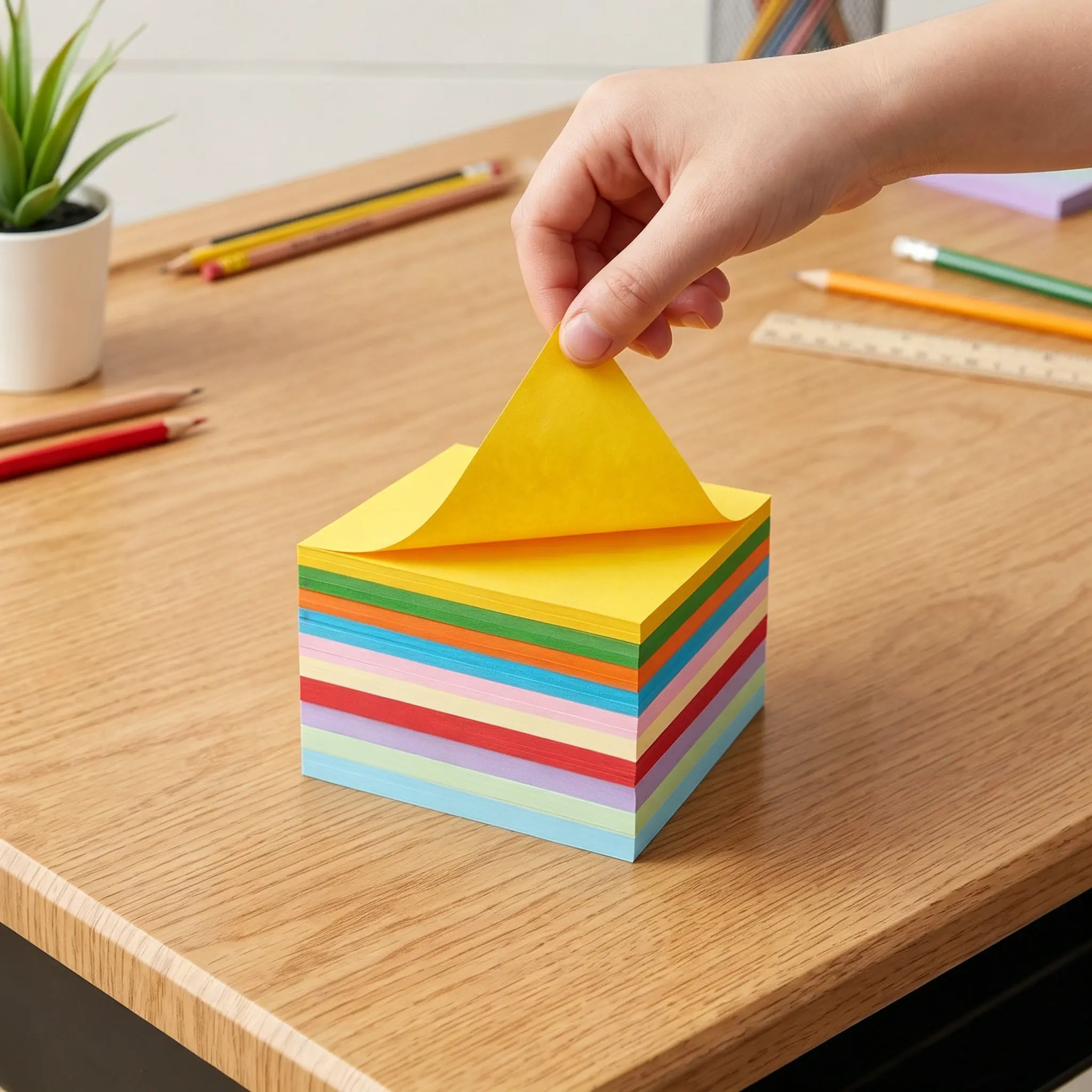 1000개입 정사각형 종이접기 용지 10x10cm 일본 공예 종이팩, 선명하고 변색 방지되는 색상, 교실 미술 공예 스크랩북용