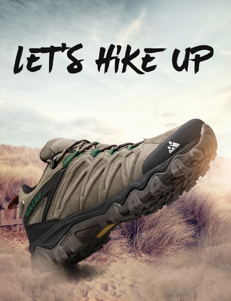 HIKEUP Hohe Qualität Leder Wanderschuhe Langlebig Outdoor Sport Männer Trekking Leder Schuhe Lace-Up Klettern Jagd Turnschuhe – Detail 3