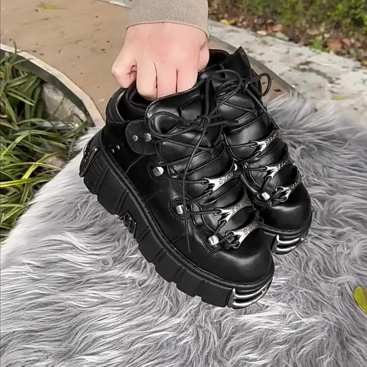 Брендовая женская обувь в стиле панк туфли на платформе со шнуровкой высота