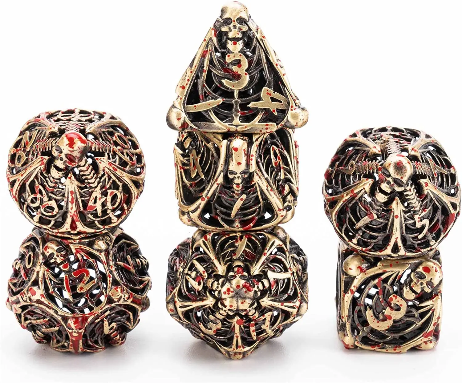 Hollow metal skull dice 7-piece set Cthulhu polygonal dice RPG board game Pathfinder metal role-playing board game D20D12D6