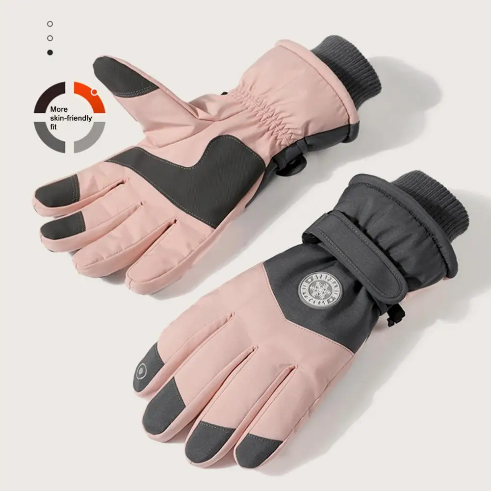 cycling gloves 1 pair useful waterproof elastic closure fall winter ski mittens for outdoor 1 Pair Ski Gloves Anti-loss Clip Fastener Tape Elastic Thread Touch Screen Waterproof Windproof Winter Unisex Sport Mittens for