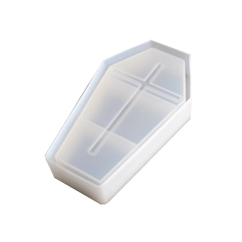 

Y51E Holloween Vintage Resin Mold Silicone Coffin Storage Box Mold for Epoxy Casting DIY Trinket Container Gift