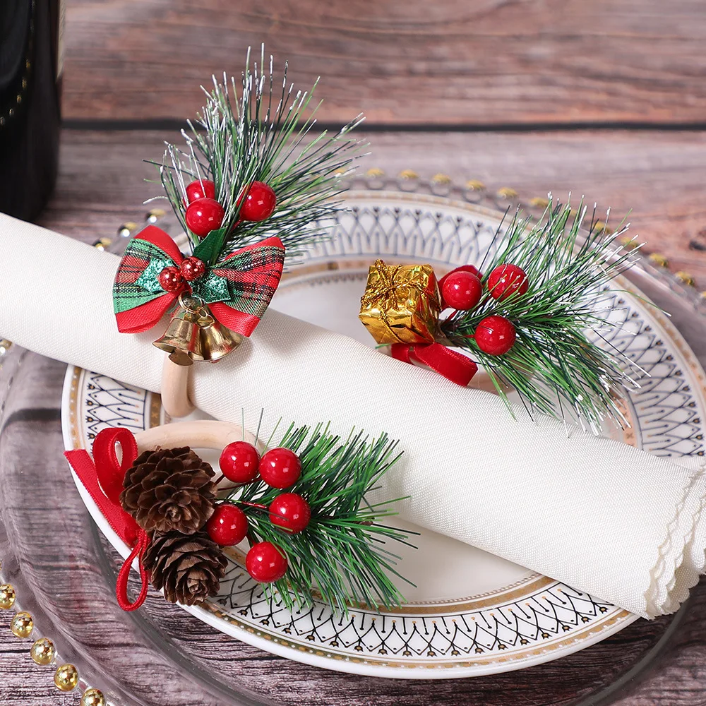 Christmas Napkin Buckle Napkin Holder Versatile Napkin Rings for 2026 New year Dinner Table Decor Christmas Supplies