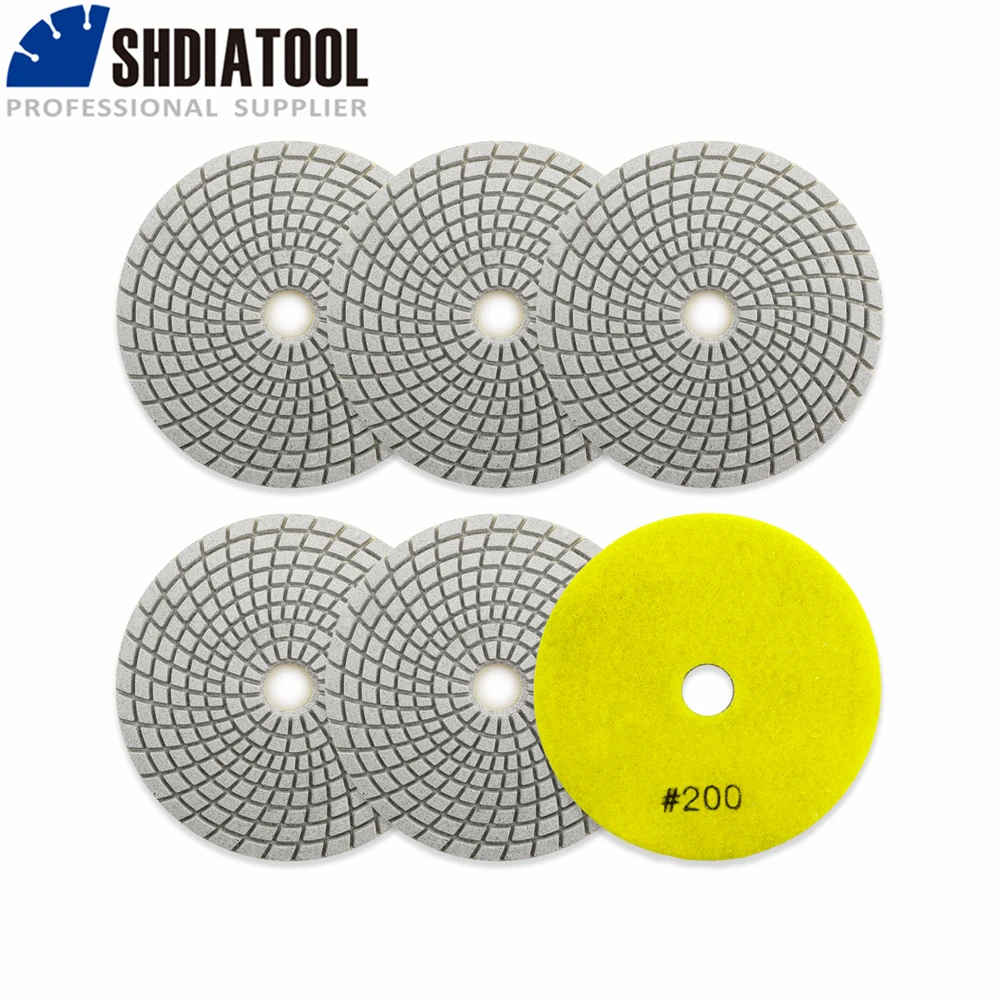 SHDIATOOL 6pcs 200 125mm Diamond Wet Polishing Pads For Stone Granite