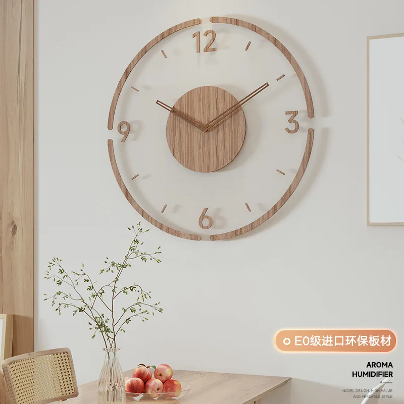 2024 New Solid Wood Creative Wall Clocks Living Room Silent Nordic Simple Quartz Clock Fashion Simple Clock Large Wall Watch A1 8803  