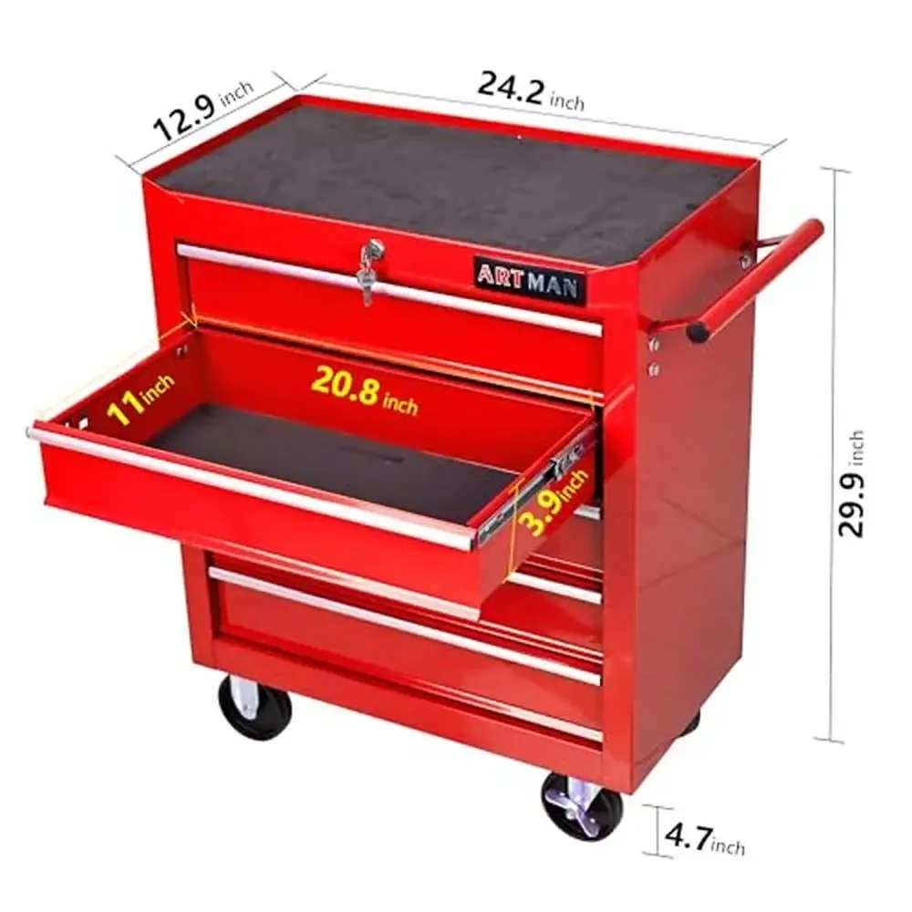 Multi-Functional 5-Drawer Rolling Tool Cart Mechanic Organizer Cabinet 3