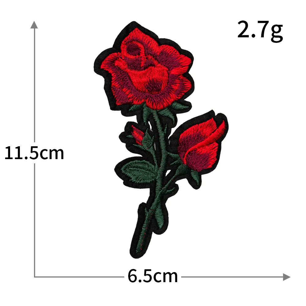 Red Rose Embroidery Patch - Decorative DIY Cloth Accent for Fashion & Accessories